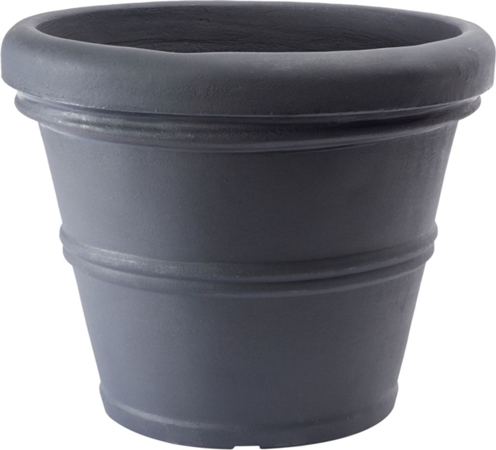 Garden Italia - Doppelrand Pflanzentopf Campana ICL, Durchmesser 29 cm, Höhe 24 cm, in Anthrazitfarbener Harz, Frostbeständig, Stoßfest, Leicht