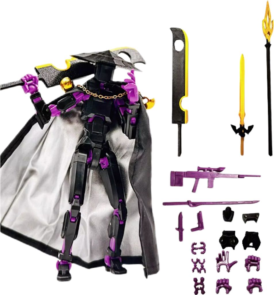 Ritter-Actionfigur mit Zubehör, beweglichen Gelenken, 3D-gedrucktes Roboter-Schwertkämpfer-Modell im chinesischen Stil, bewegliche Dummy-Figur