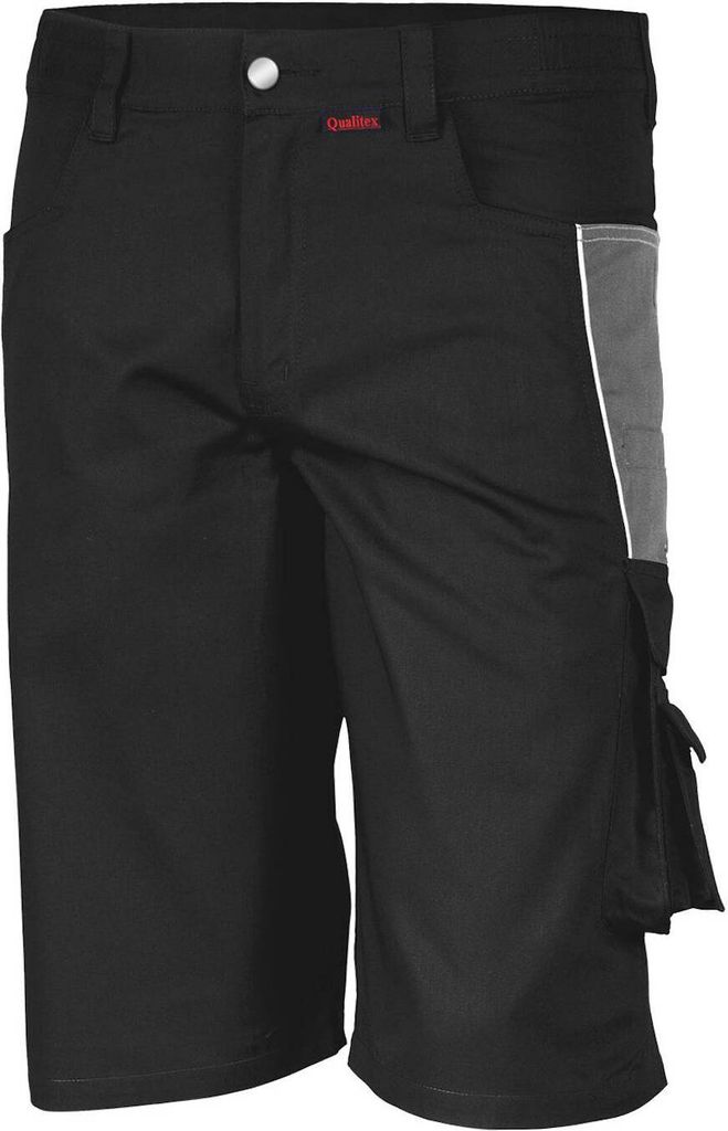 Qualitex kurze Arbeitshose - strapazierfähige PROfessionals Shorts aus faserverstätktem Gewebe - in Farbe: schwarz/grau - Herren: 64 - Damen: 58
