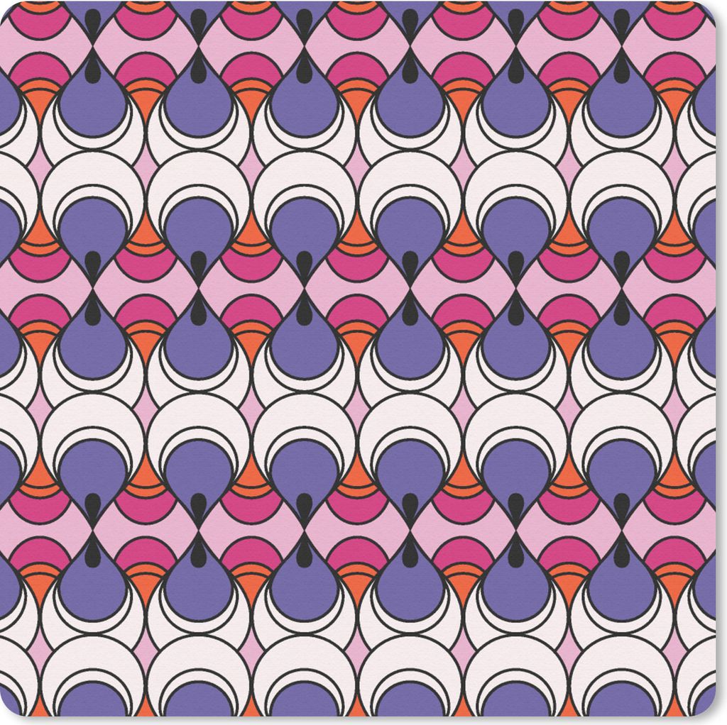 MuchoWow Mauspad Mousepad Retro - Tropfen - Design 20x20 cm - Mousepads - Maus Mat - Pad - Mausunterlage - Desk Mat - Bureauartikeln