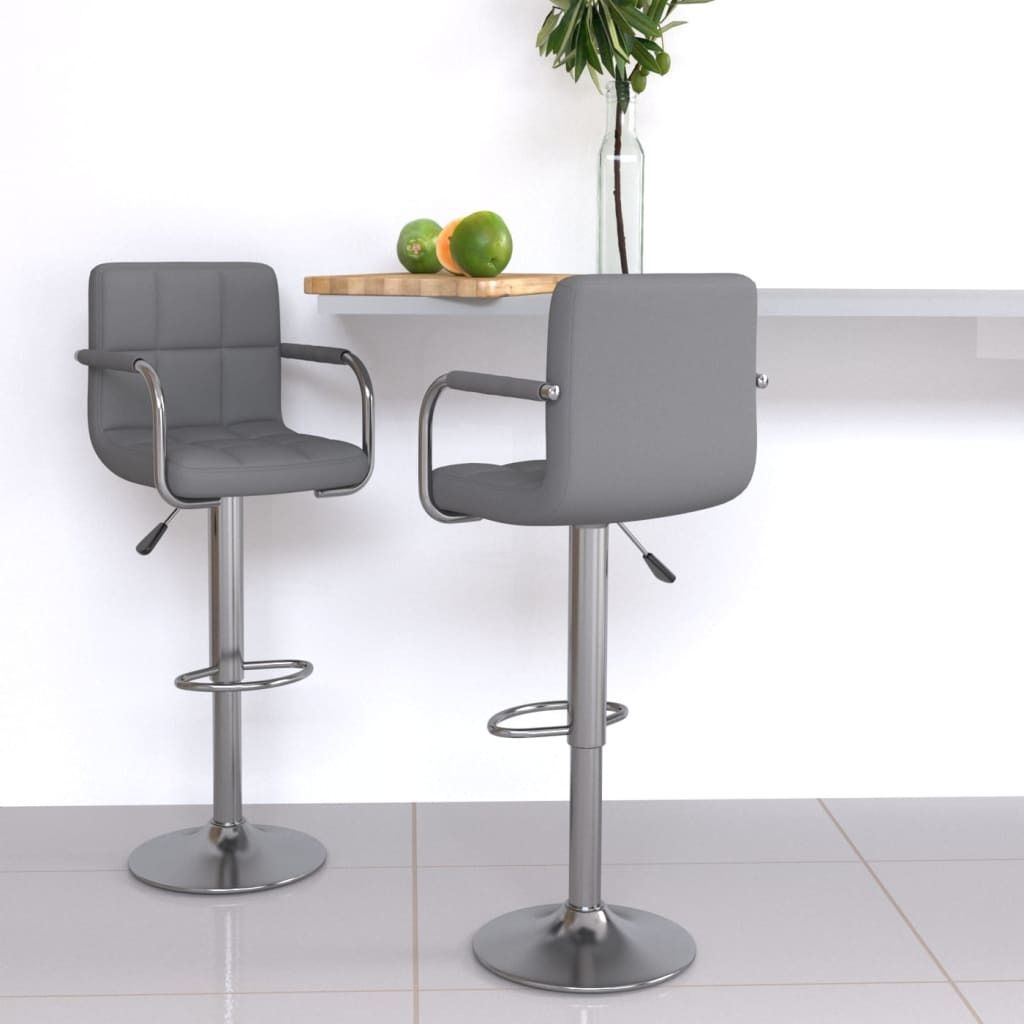 The Living Store Barhocker 2 Stk. Grau Kunstleder
