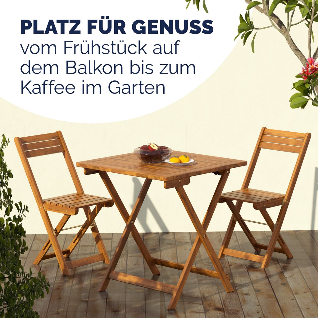 CASARIA® Balkonmöbel Set 2 Personen Wetterfest Holz Produktbild 8