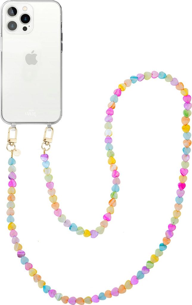 Shell Hearts (Rainbow) Transparant Cord Hülle - Long cord - Kompatibel mit iPhone 14 Pro