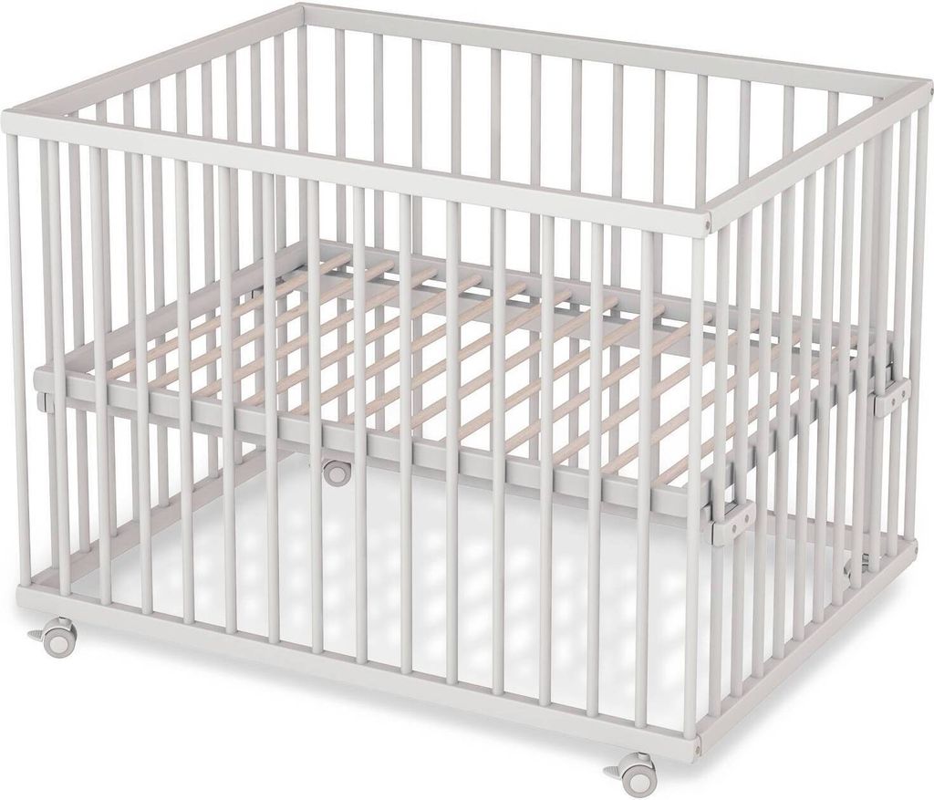 Laufgitter 75x100 cm mit Lattenrost - weiß - Premium Kollektion