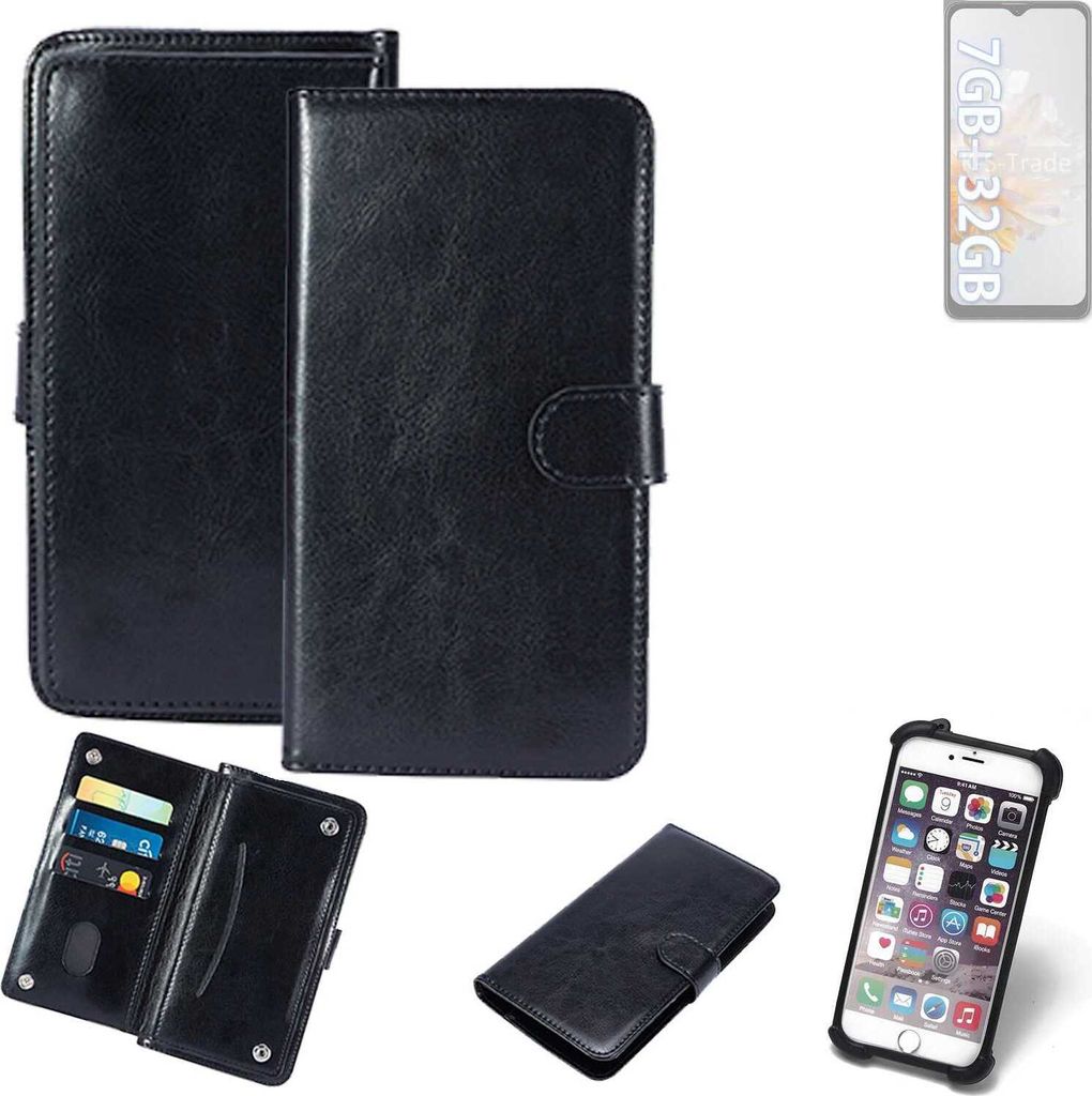 K-S-Trade 360° Hülle kompatibel mit Blackview Oscal C30 schwarz Kunstleder Case BookCase WalletCase Kunstlederederhülle Handyhülle, Rundumschutz