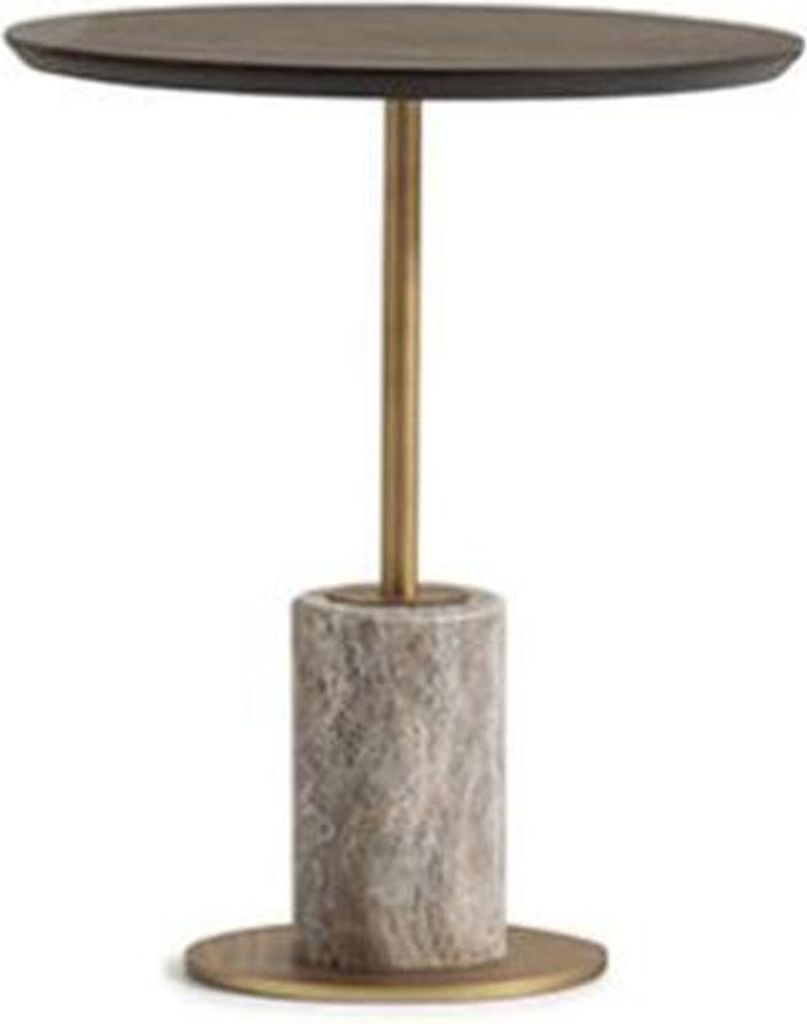 Komplette Wohnzimmer Sessel Beistelltische 4tlg Stoff Braun Holz Modern