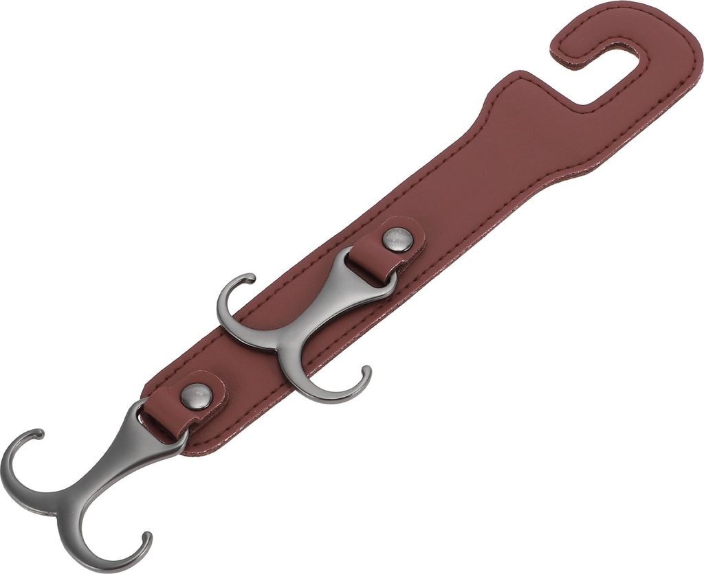 1 Stück für Geldbörsen und Taschen, Regenschirm usw. Auto Kopfstützenhaken Robuste Auto Rücksitz Organizer Haken Weinrot Kunstleder Metall 25,...