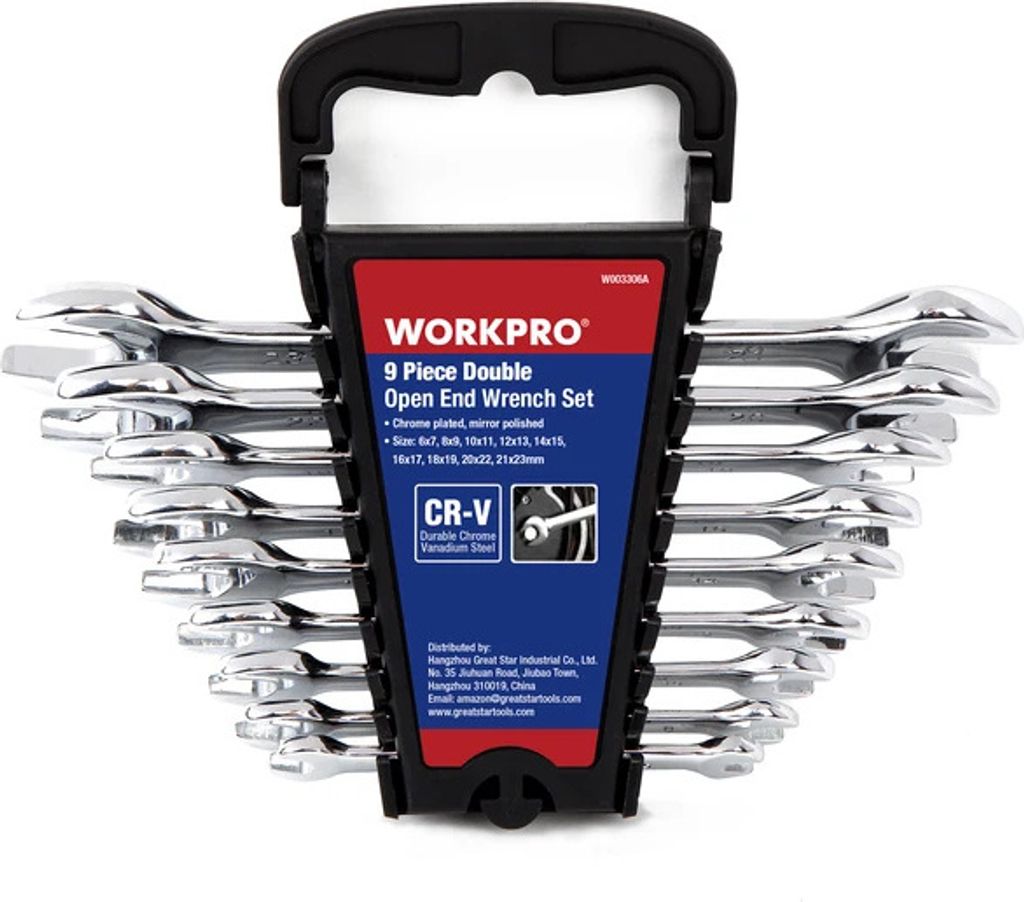 WORKPRO 9-teiliges metrisches Doppelmaulschlüssel-Set mit Kunststoffhalter