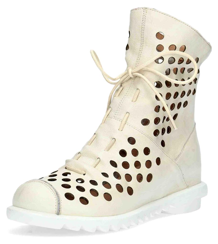 Laura Vita Damen Stiefelette aus Leder mit Lochmuster Cyrielle 11, Größe:39 EU, Farbe:Weiß