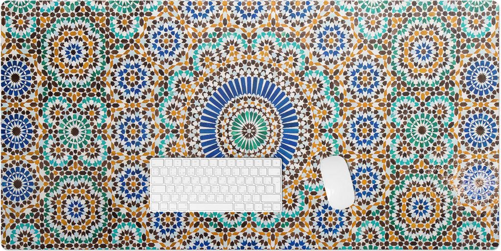 Geometrisches Mosaikmuster – Schreibtischunterlage – Rutschfeste Tischunterlage – Schreibtischmatte für Büro & Zuhause – Schreibunterlage...