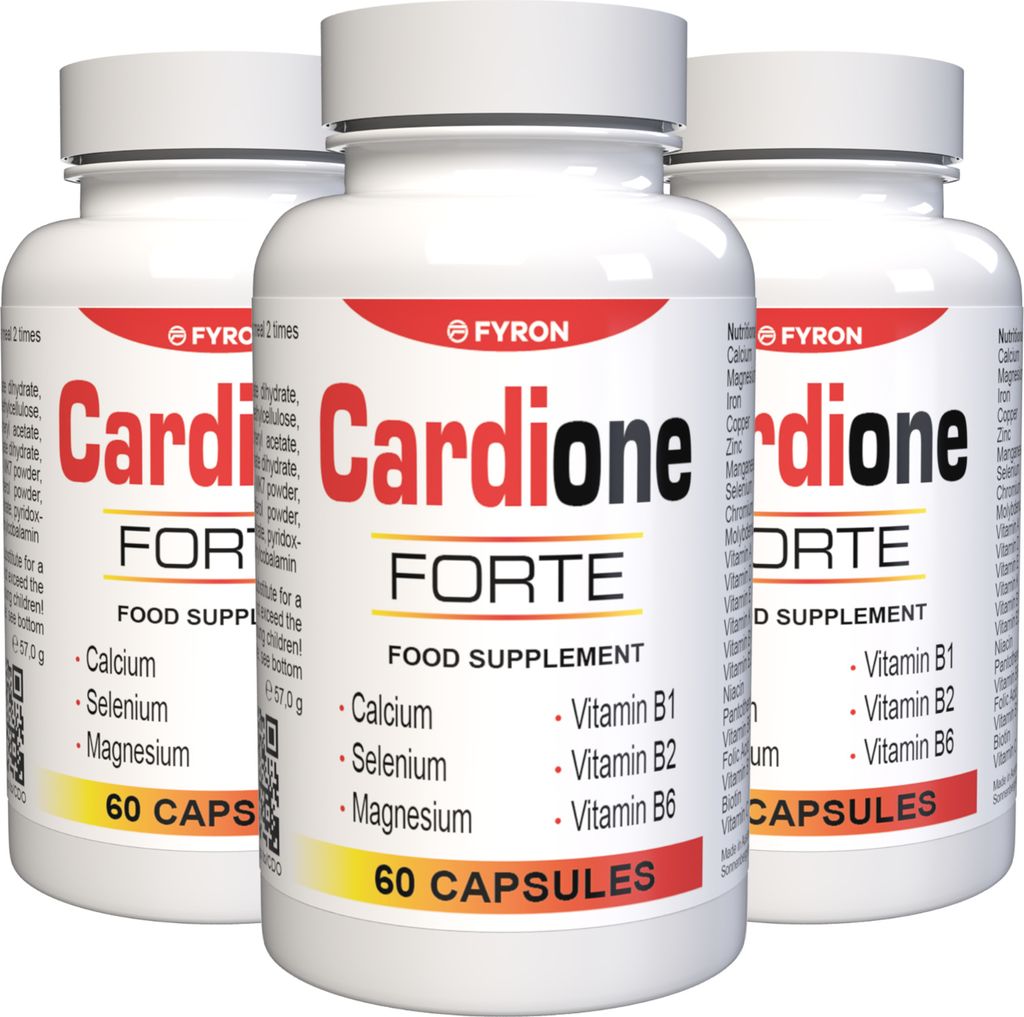 Cardione Forte - 180 Kapseln (3x60) hochdosiert - Original Rezept aus der Schweiz - Vegan & Pflanzlich mit Vitaminen & Mineralien - 3er Pack