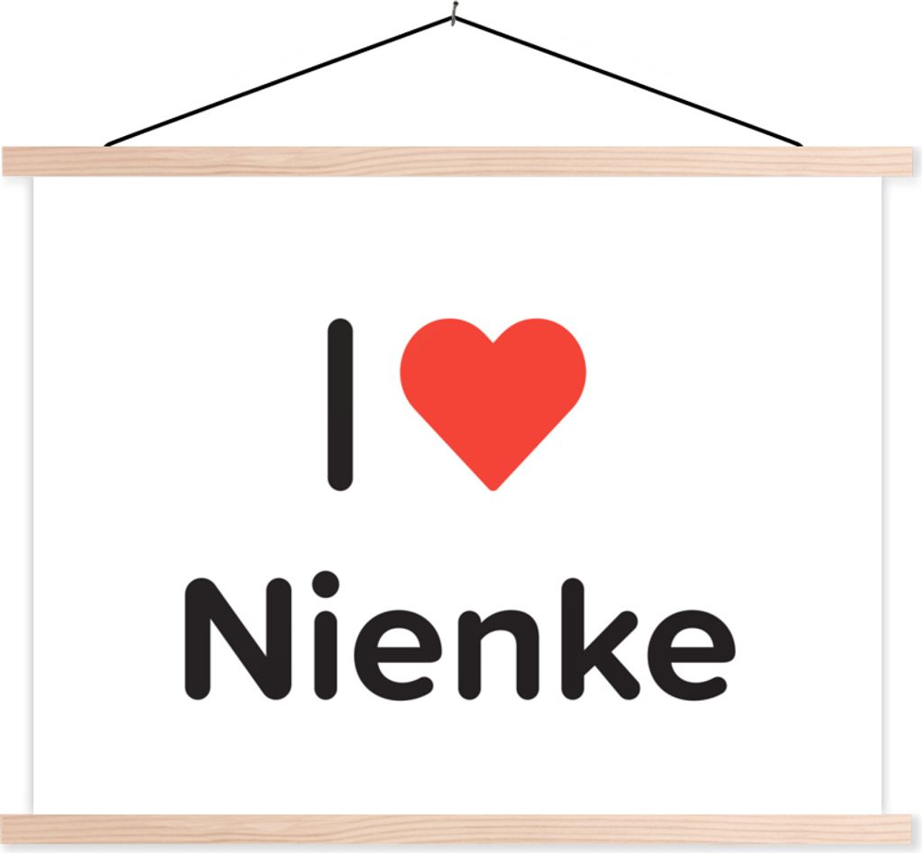 MuchoWow Textilposter Ich liebe - Nienke - Mädchen 150x113 cm mit holzfarbenen Rahmen - Poster