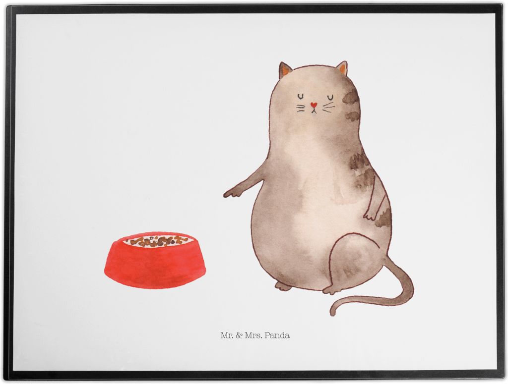 Mr. & Mrs. Panda arbeitsunterlage Katze Fressen - Weiß - Geschenk, tischmatte, schreibtischauflagen, schreibtischunterlagen, Schreibunterlage, bas...
