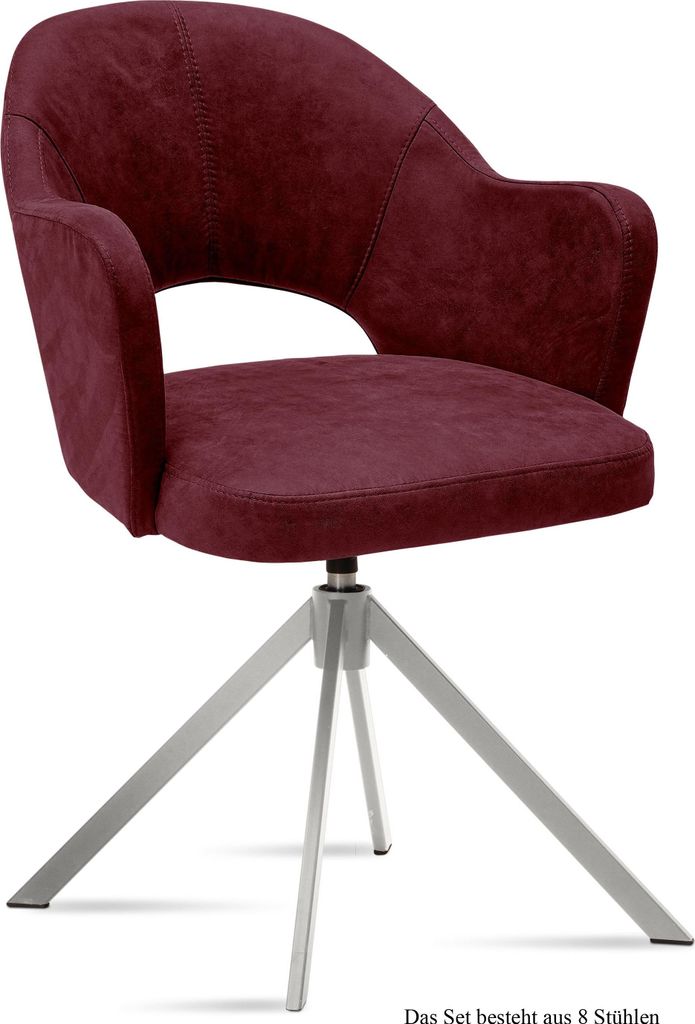 Armlehnstuhl drehbar (8er-Set) Davinia 59x87x61 Edelstahl/Marsala