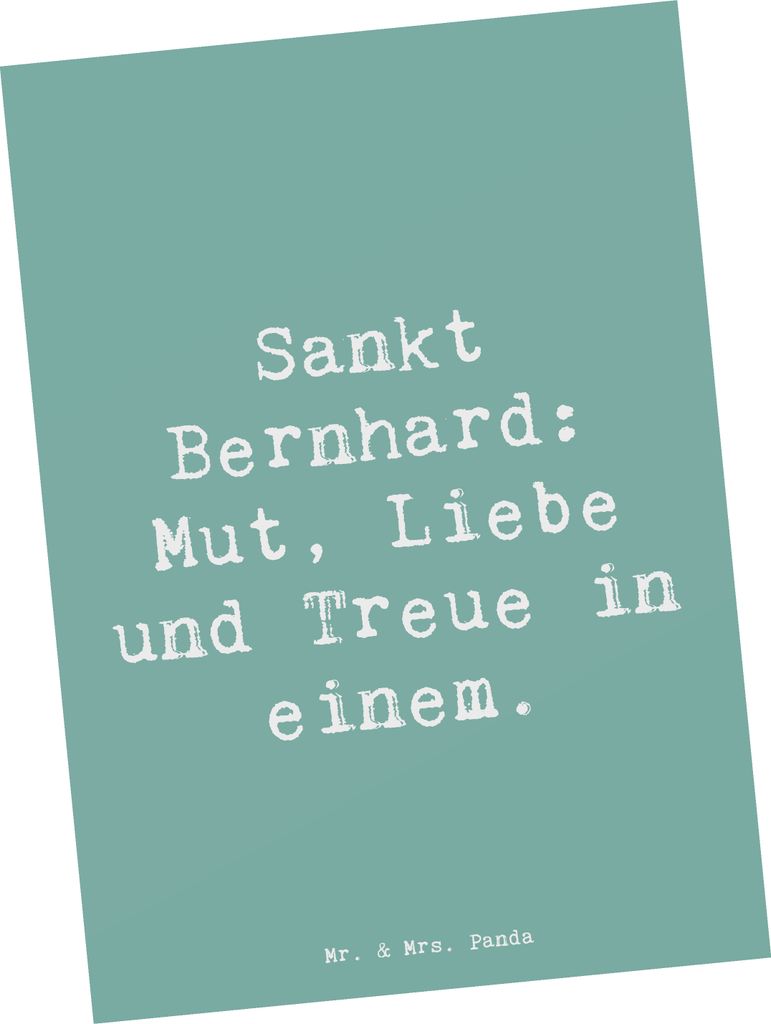 Mr. & Mrs. Panda Postkarte Spruch Sankt Bernhard - Meeresbrise - Geschenk, Hundeliebhaber, Hunderasse, bildkarte, Hunderassen Beschreibung, Charakt...