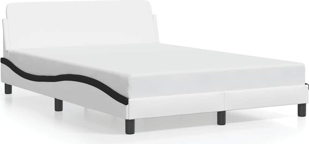 vidaXL Bettgestell "Dover" Weiß und Schwarz 120x200 cm Kunstleder
