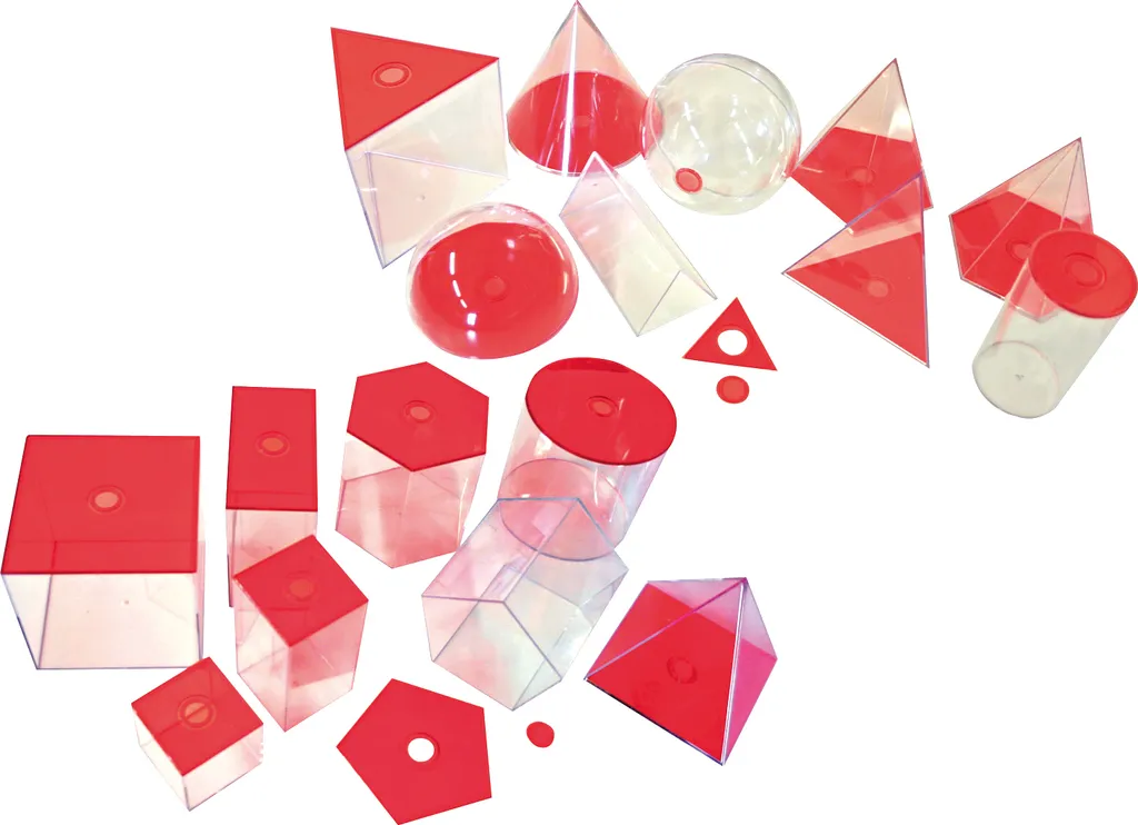 Kit de solides géométriques transparents rouges pour mathématiques