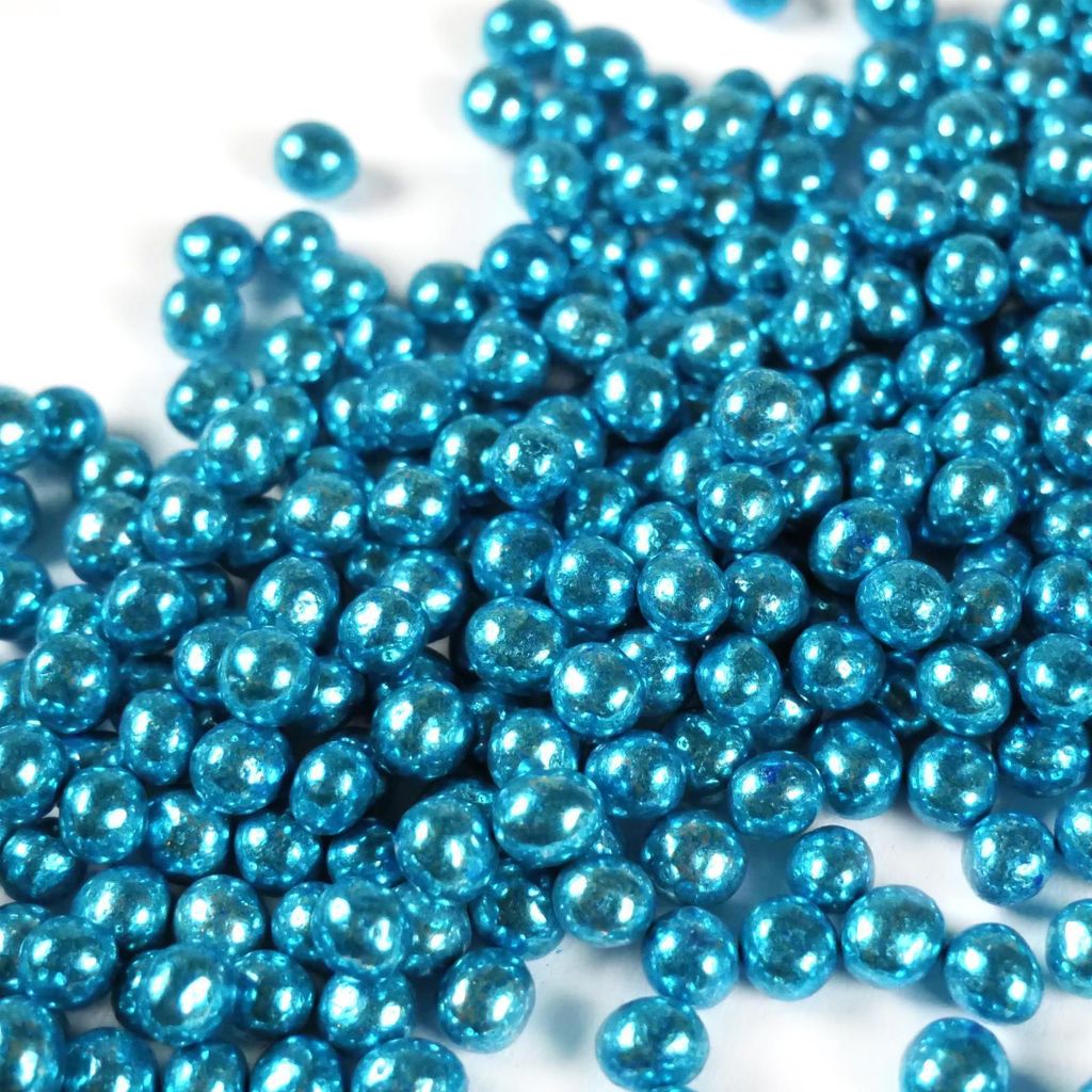 Streuselheld Crispy Schokokugeln Blau Metallic 6mm 80g Schokoladenstreusel für frühlingshafte Kuchen & Sommerdesserts