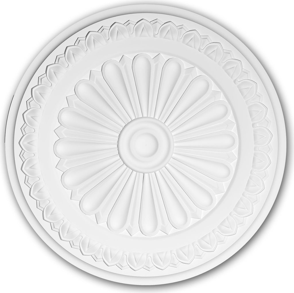 PROFHOME 156037 Rosette aus Polyurethan Stuck Deckenrosette Zierelement Ø 33 cm