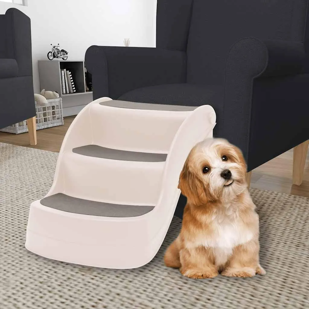 Évitez les sauts de votre chien avec cet escalier 3 marches crème 50cm
