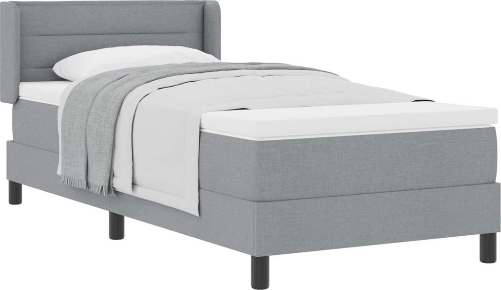 vidaXL Boxspringbett mit Kopfteil Hellgrau 200 x 90 cm Stoff