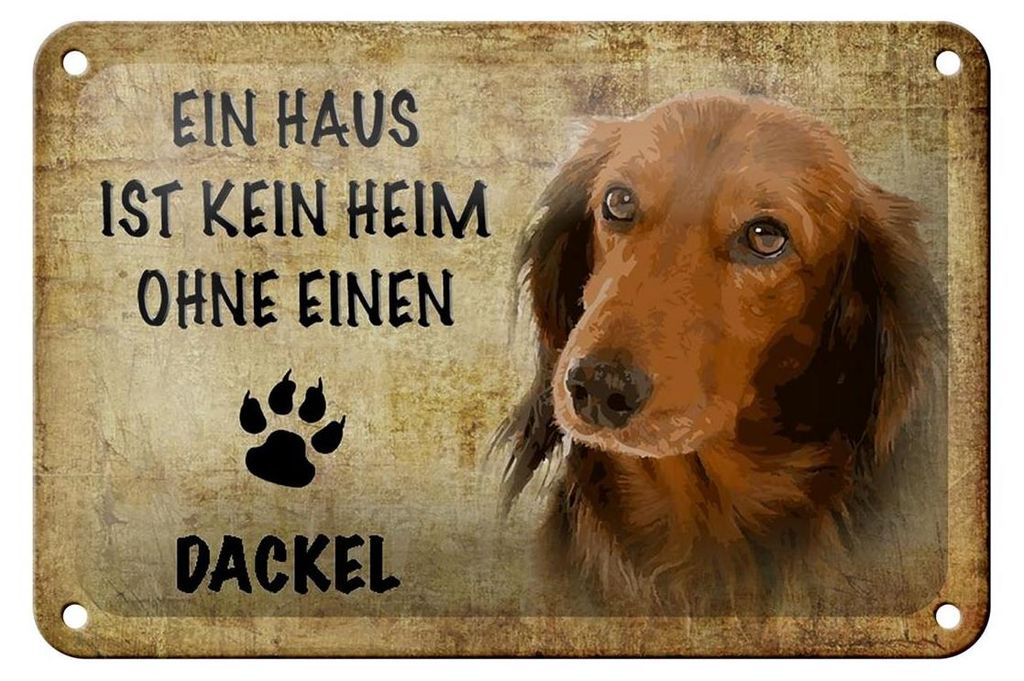 Blechschild Spruch 18x12cm Dackel Hund ohne kein Heim