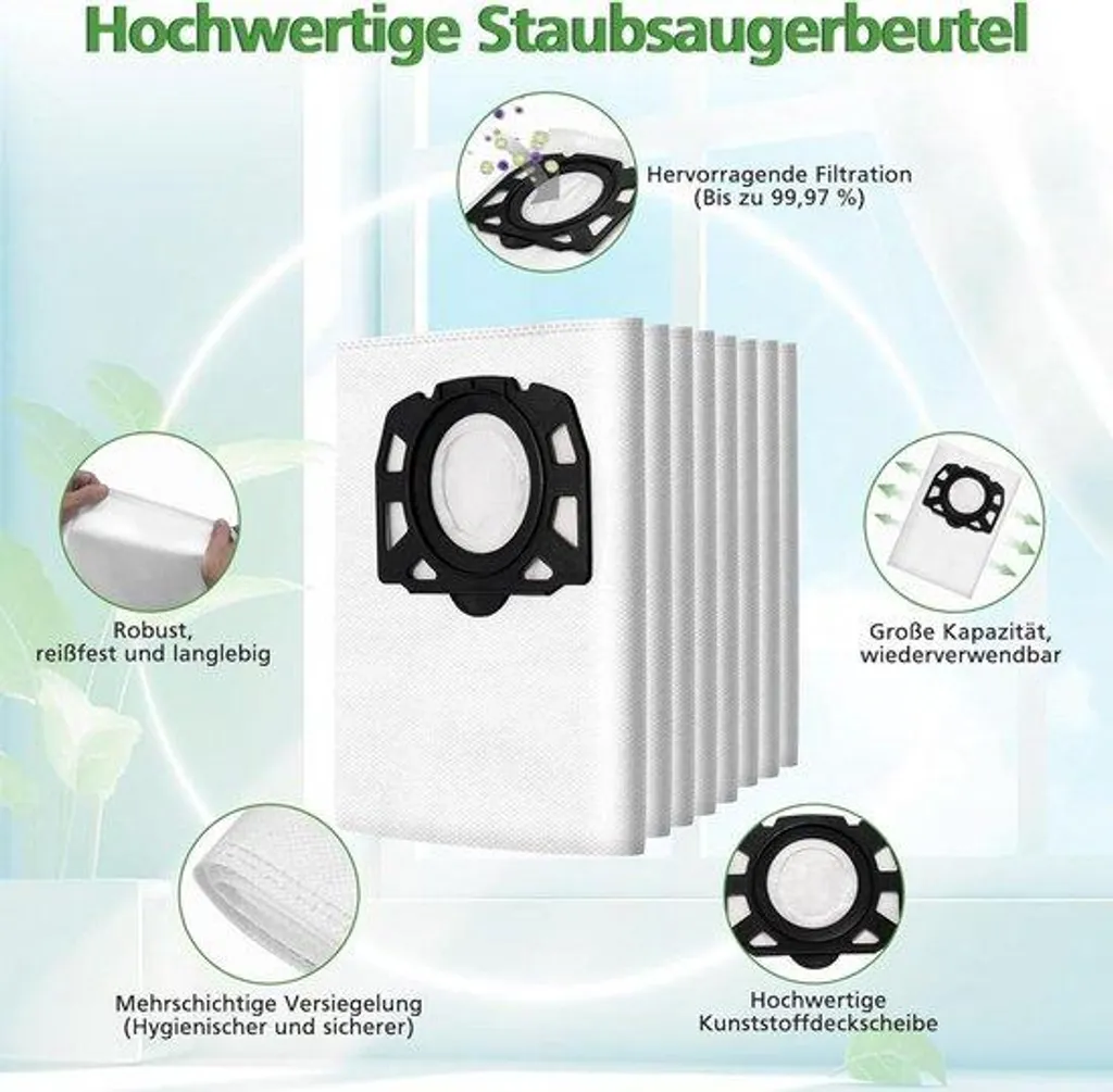 Sacs pour aspirateur de chantier eau et poussière - Lot de 12 unités