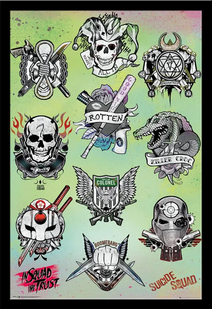 Poster Suicide Squad Tattoo Parlor avec cadre Shinsuke Maxi MDF noir