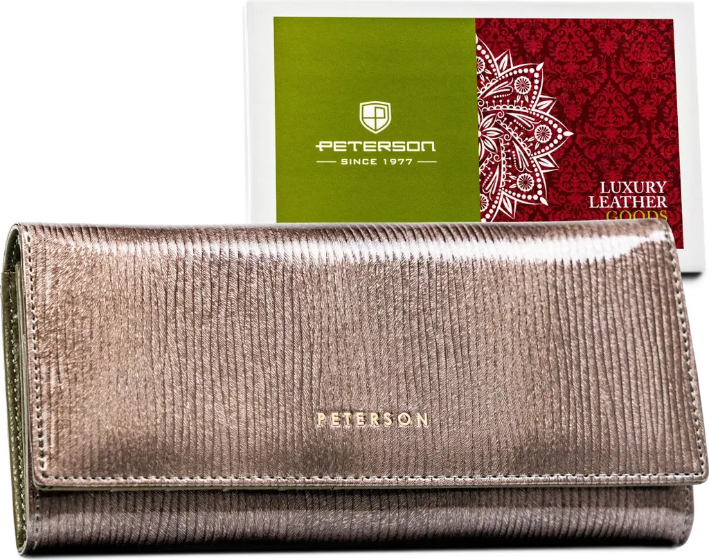 Portafoglio Peterson Donna in Vernice Grigio con Protezione RFID