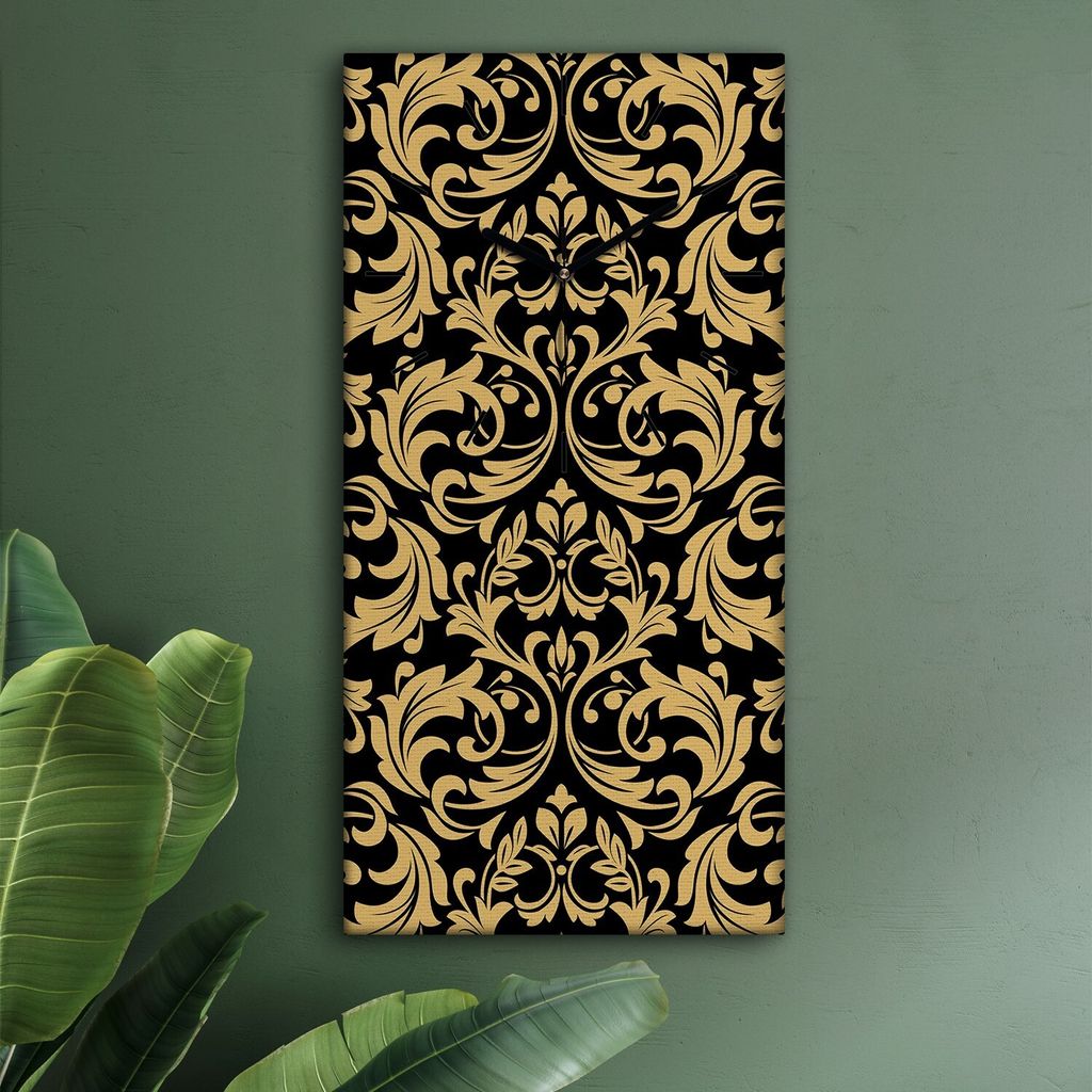 Wohnzimmer Leinwand Uhr Geräuschlos Küche 30x60 Ornamente, Abstrakt, Textur, schwarze Zeiger