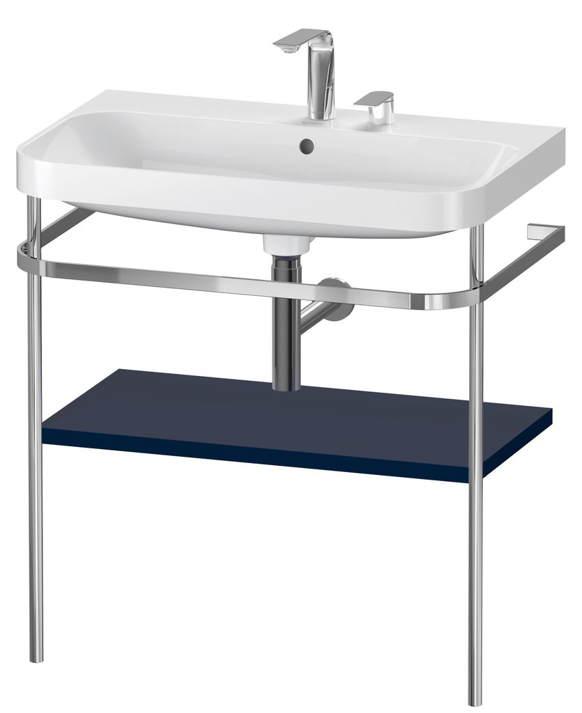 Duravit Happy D.2 Plus c-shaped Set mit Metallkonsole, 775x490mm, 2 Hahnlöcher, HP4837E9898