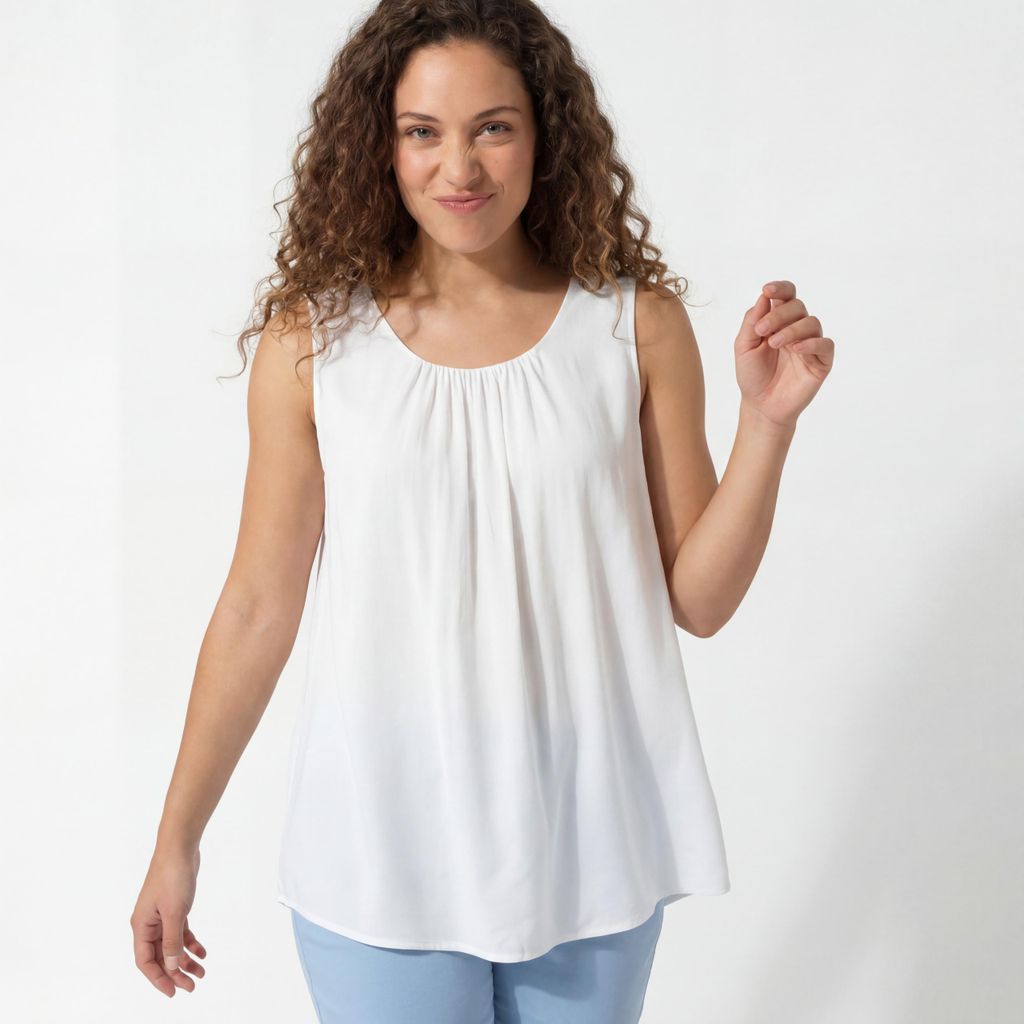 Top Long Shirt ärmelloses Sommer Oberteil Rundhals 36-50 für Damen