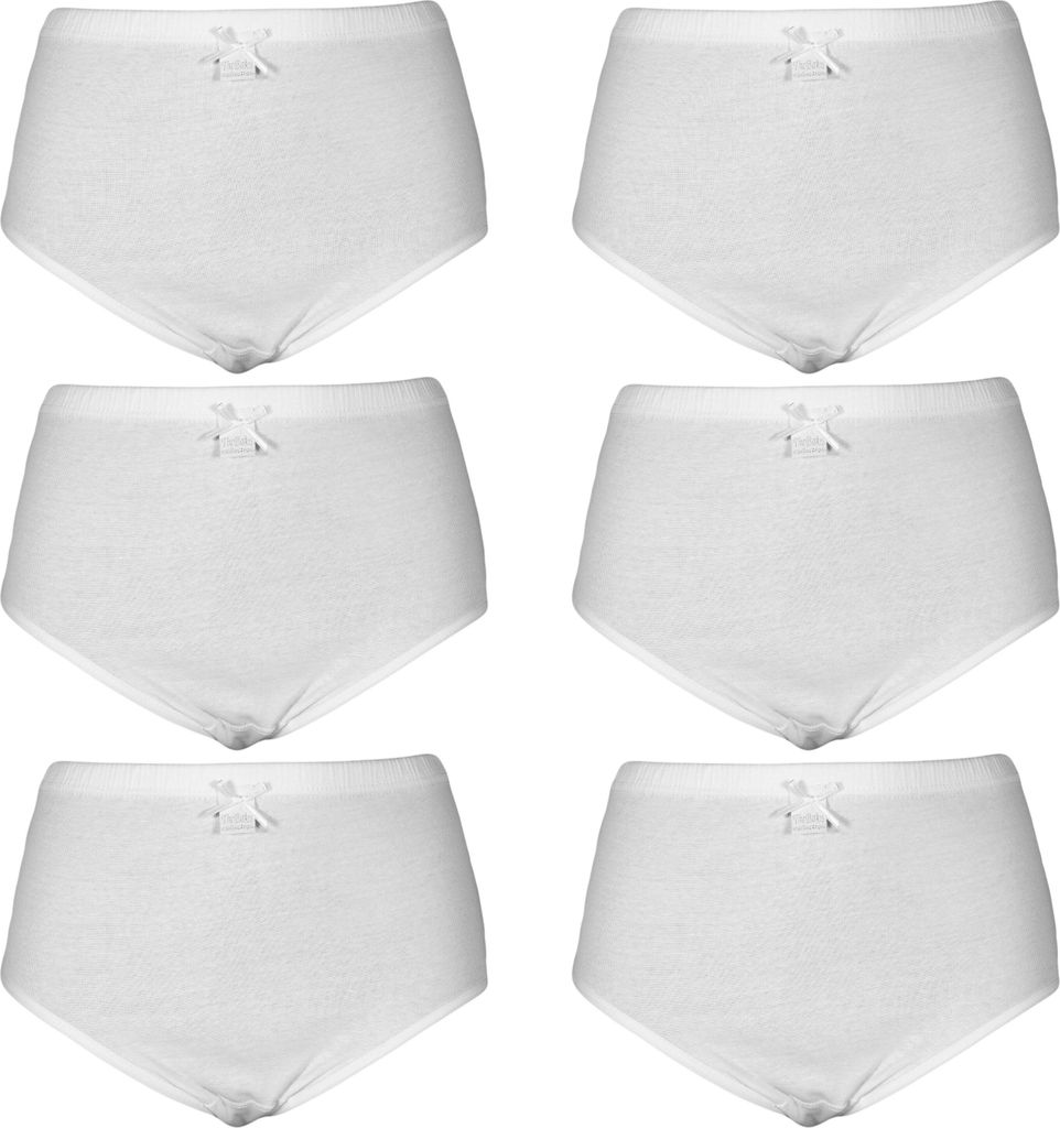 TEXEMP 6er Pack Damen Slips Baumwolle Slip Schlüpfer Höschen Unterhosen Weiß | B150 - 44/46 - 6 Stück