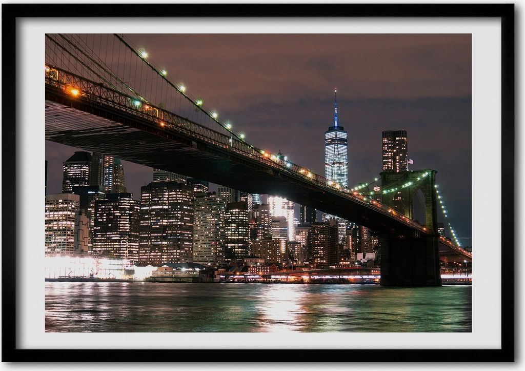 Bild - Bilder - Bilderrahmen - 70 cm x 50 cm - MDF-Rahmen, Wandkunst Manhattan New York City