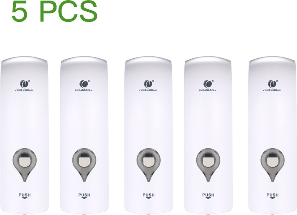5 pcs CHUANGDIAN 300ml Wandmontierter Einzelkopf-Handseifenspender Duschgel Flüssiges Shampoo Desinfektionsmittelspender-Halter 【Weiß】