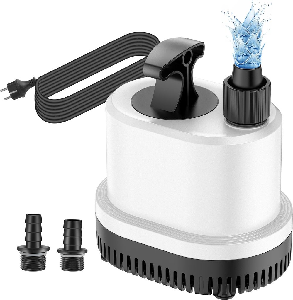 Tauchpumpe 40W 2500L/H, Aquarium pumpe mit 3 Düse 2,3 m Kabel 5mm flacher Ansaugung Überhitzungsschutz,Wasserpumpe für Gärten, Aquarium, Teich,...