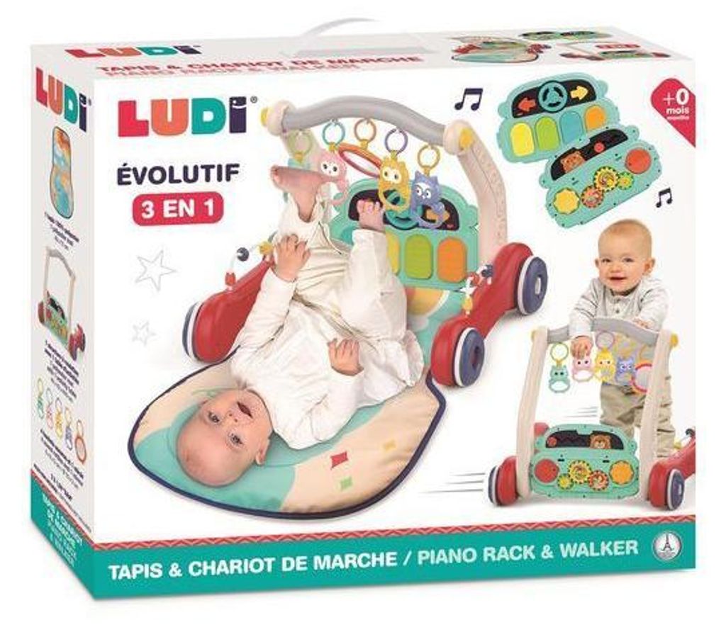 Ludi Bällebad grau - Stoff-Spielmatte für Baby und Kleinkind - Motorikspielzeug