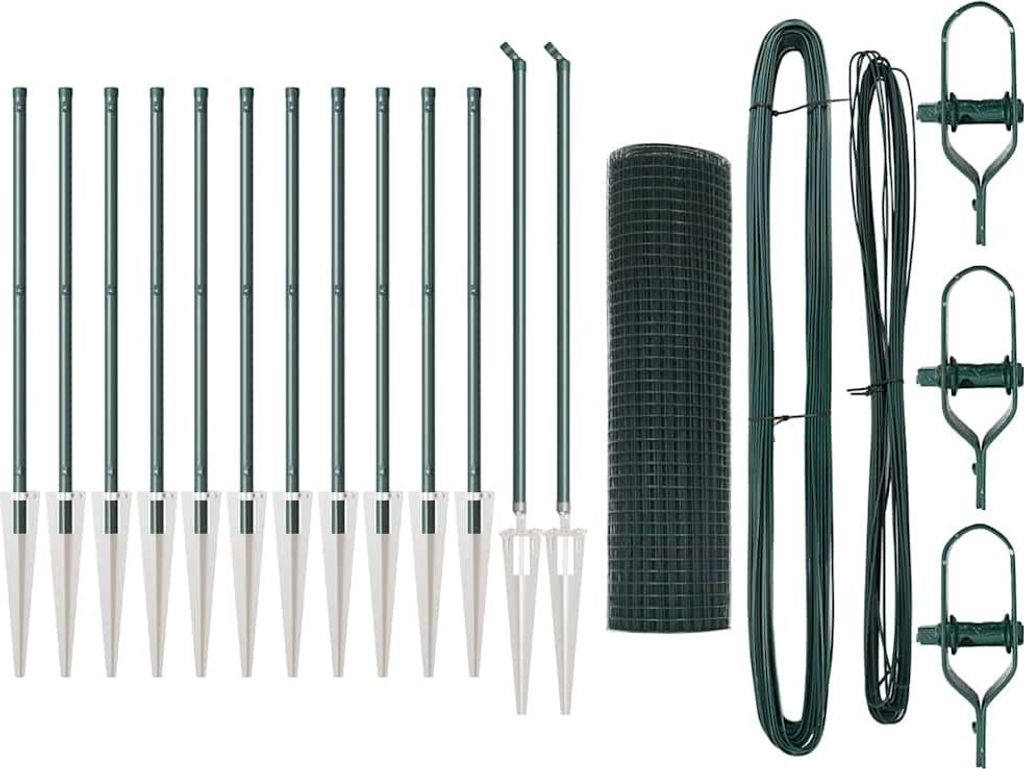 vidaXL Zaunpfosten Grün 25 x 0,8 m (16 x 16 mm Netz) Stahl und PVC