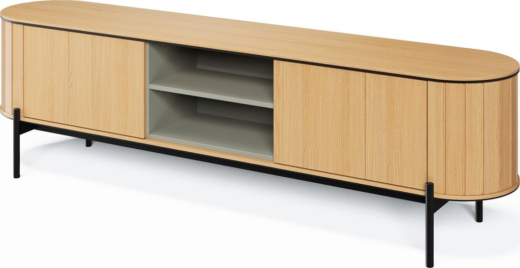 Furniture24 Fernsehschrank Rotto Rt-06 Tv-Lowboard 200 X 57 X 46 Cm Eiche Vincenza / Eukalyptus