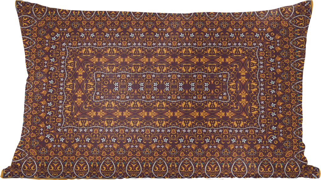 MuchoWow Zierkissen Sofakissen Wohnzimmer Dekokissen 60x40 cm Persische Teppiche - Teppiche - Muster - Orange - Kopfkissen - Polster mit Foto