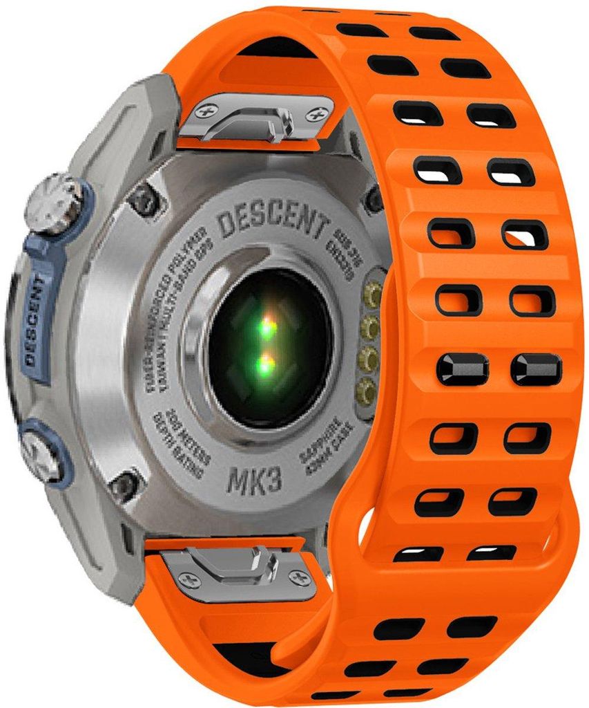 FFO2World Zweifarbiges Silikonarmband – QuickFit 22 mm – Kompatibel mit Garmin Fenix 5/6/7/8 (47 mm), Epix Pro Gen 2 (47 mm) – Orange/Schwarz