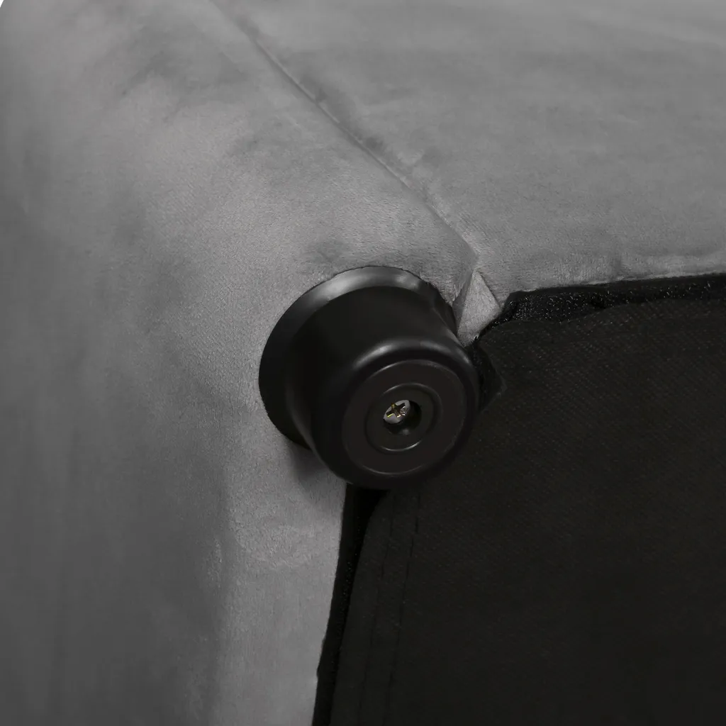 Lit Double 140x200 avec Coffre Intégré et Tête de Lit en Velours Gris - 6