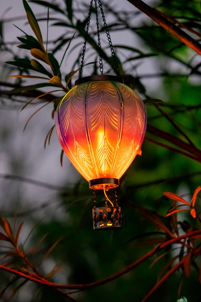 LED XL Solar Laterne Heißluftballon Windlicht Metallgestell