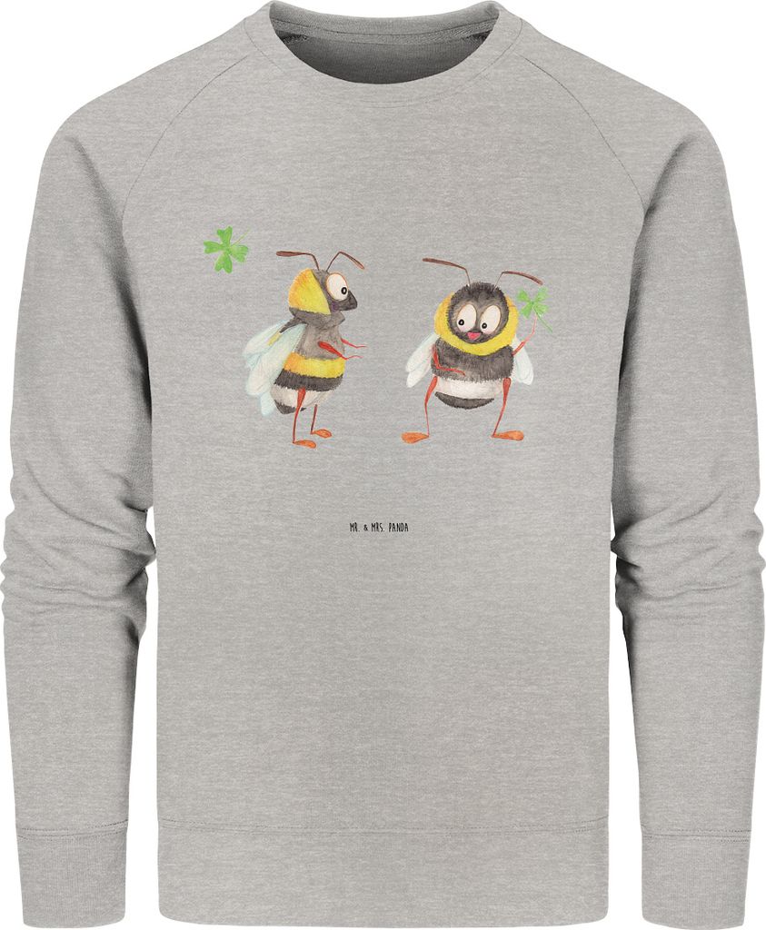 Mr. & Mrs. Panda Bio Baumwoll Pullover Bienen Paar Größe XL - Heather Grey - Geschenk, für Frauen, Sweater, Valentinstag, Schildkröten, Freund,...
