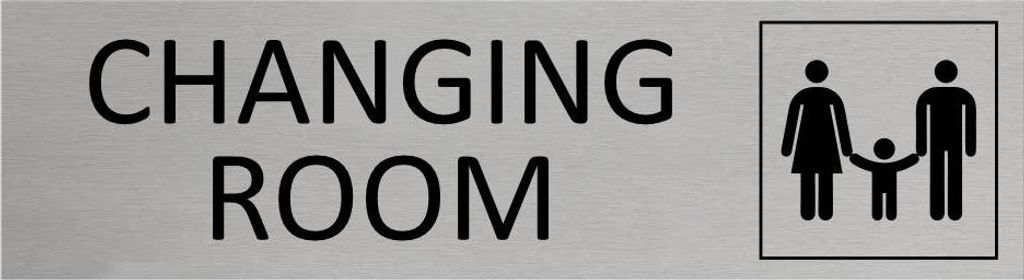 CombiCraft Aluminium Türschild Family Changing Room 165x45mm mit 3M-Tape zur Befestigung, einfache Kennzeichnung von Räumen und Bereichen