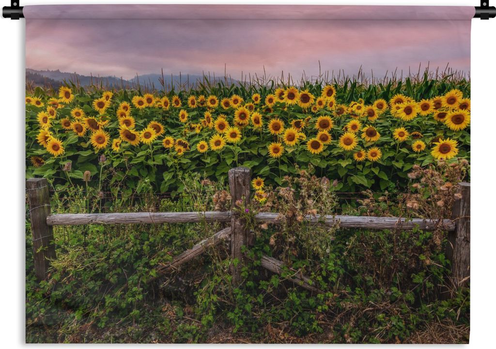 MuchoWow Wandteppich Wandbehang Sonnenblume - Blumen - Pflanzen 60x45 cm Tapisserie Dekoration Wandtuch - Das Schlafzimmer