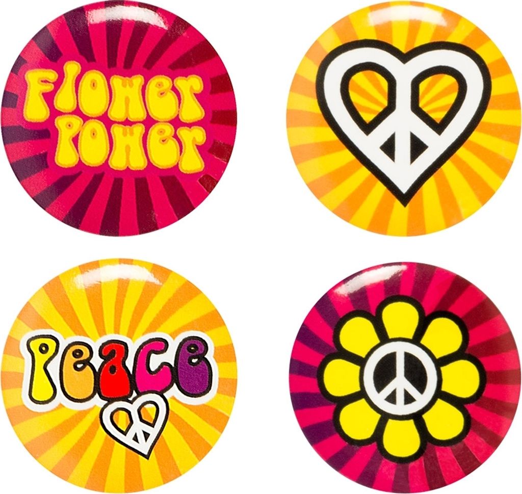 Knopen set, hippie stijl, 4-delig, gesorteerd Productafbeelding 