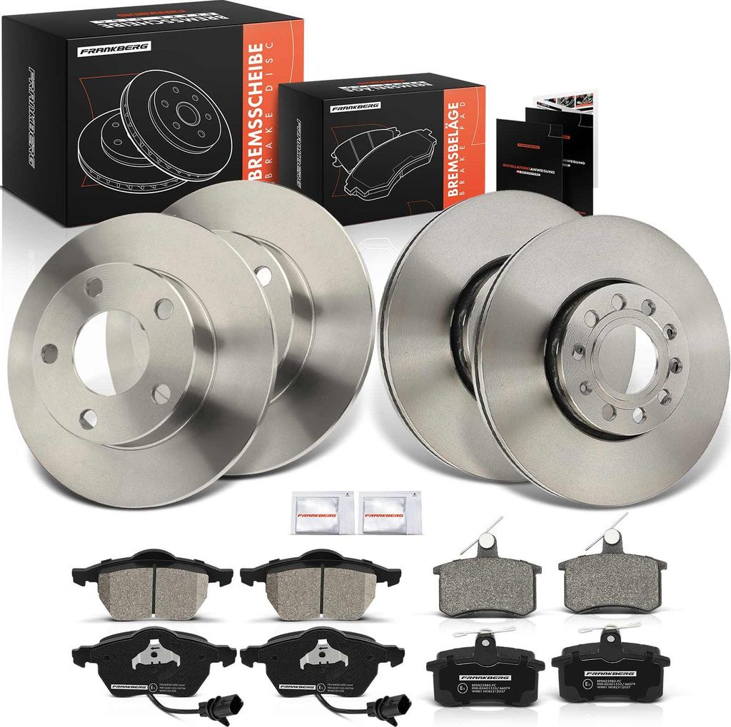 Frankberg 4x Bremsscheiben 8x Bremsbeläge Vorderachse Hinterachse für Audi A4 8D2 B5 A4 Avant 8D5 B5 1.8L 1.9L 2.4L 2.5L 2.6L 2.8L