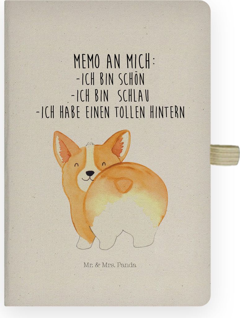 Mr. & Mrs. Panda notizbuch Corgi Po - Transparent - Geschenk, Skizzenbuch, Kladde, Tagebuch, Sprüche, Hund, Adressbuch, Achtsamkeit, Positiv, Jour...