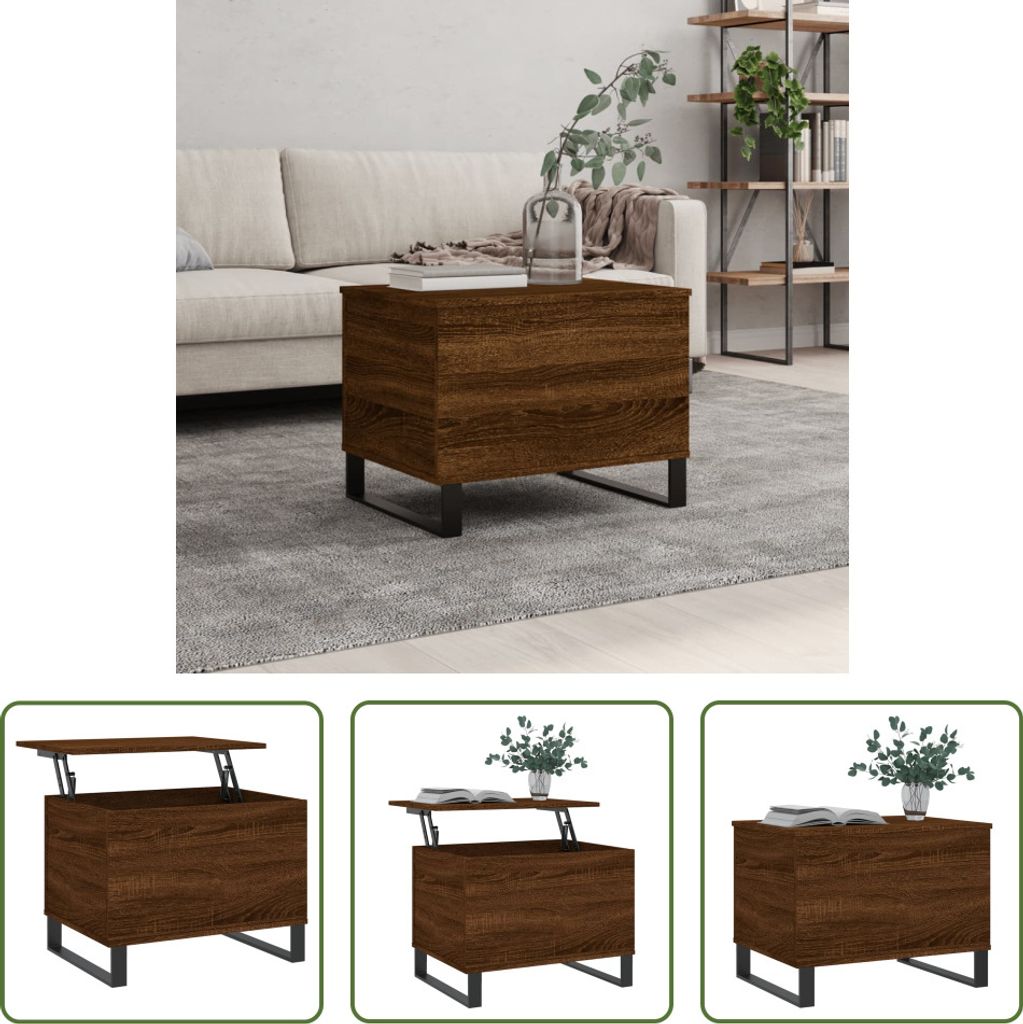 The Living Store Couchtisch Braun Eichen-Optik 60x44,5x45 cm Holzwerkstoff